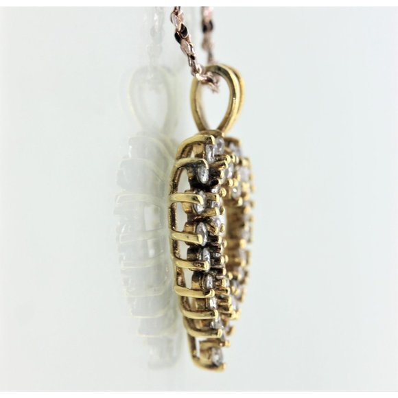 925 STERLING GOLD vermeil heart pendant, cz's, designer signed, 20" chain, 5.5gr - Picture 4 of 8